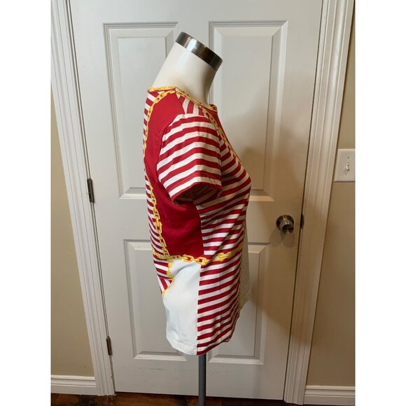 J. McLaughlin Red White Striped Chain Short Sleeve Top, Size S - Picture 2 of 5